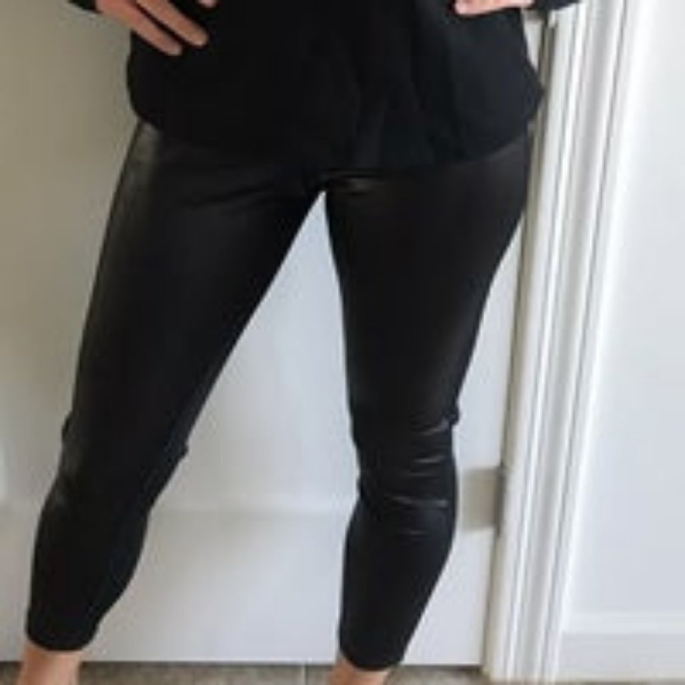 Faux Leather Black Leggings L - Picture 6 of 7